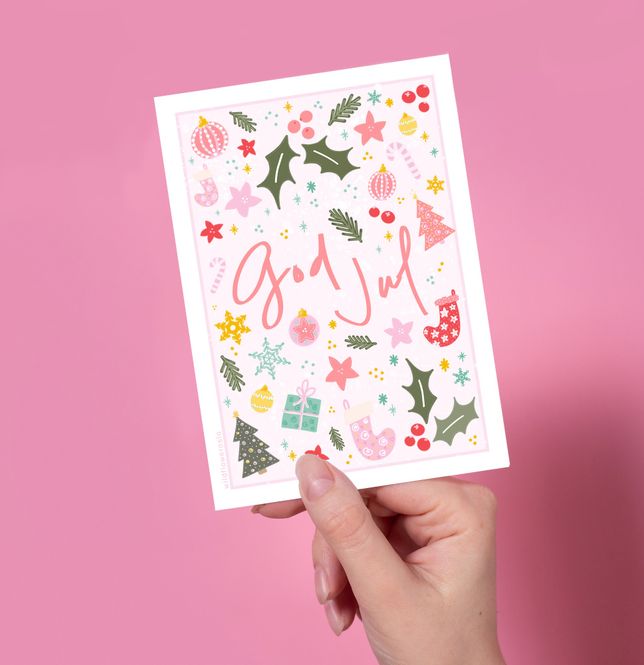 Hovedbilde God jul A6 - Rosa
